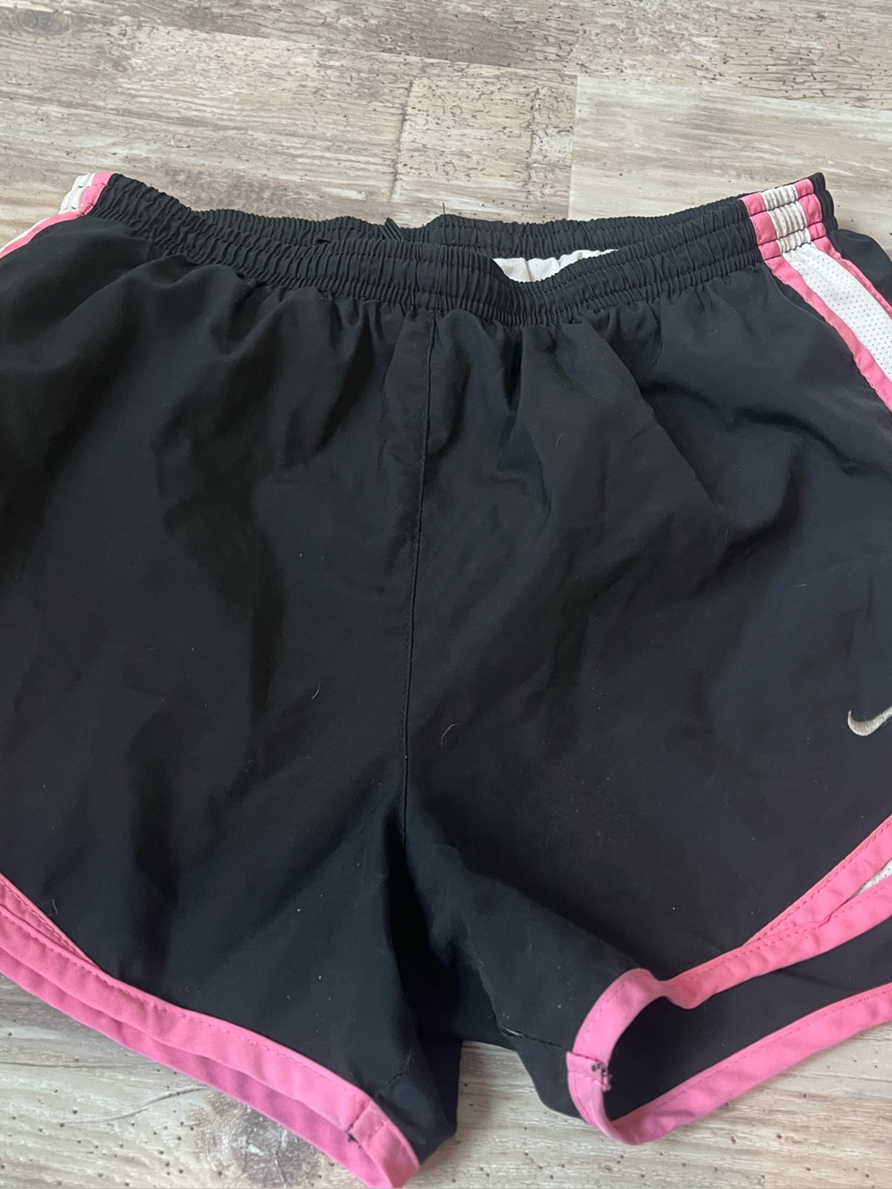 Nike Black Running Shorts with Pink Trim and White Mesh